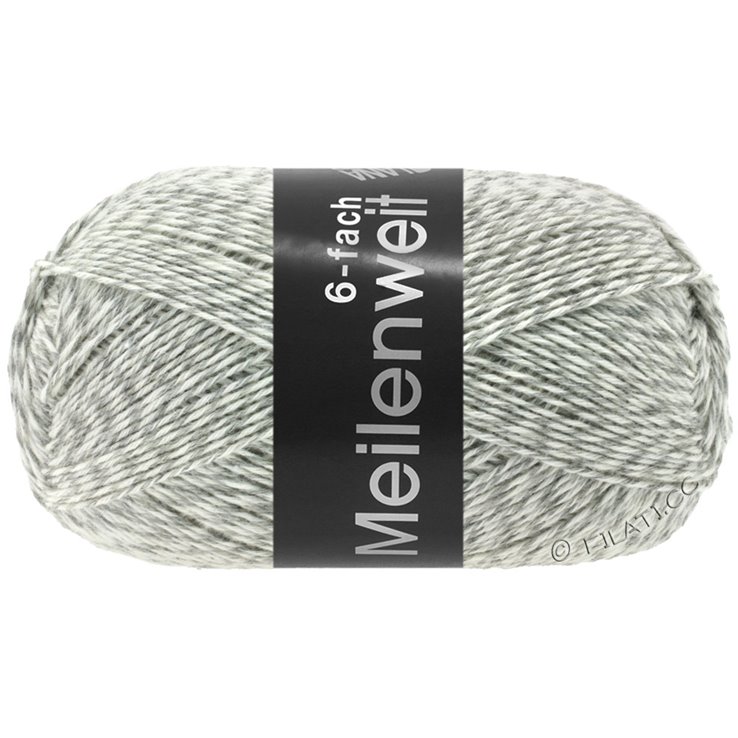 Lana Grossa MEILENWEIT 6-FACH 150g Mouliné/Tweed | 8501-ljus grå/vit