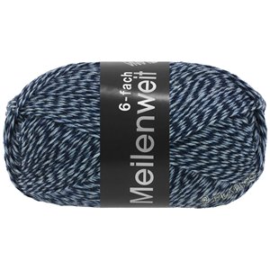 Lana Grossa MEILENWEIT 6-FACH 150g Mouliné/Print/Tweed | 8503-mörk blå/ljus blå