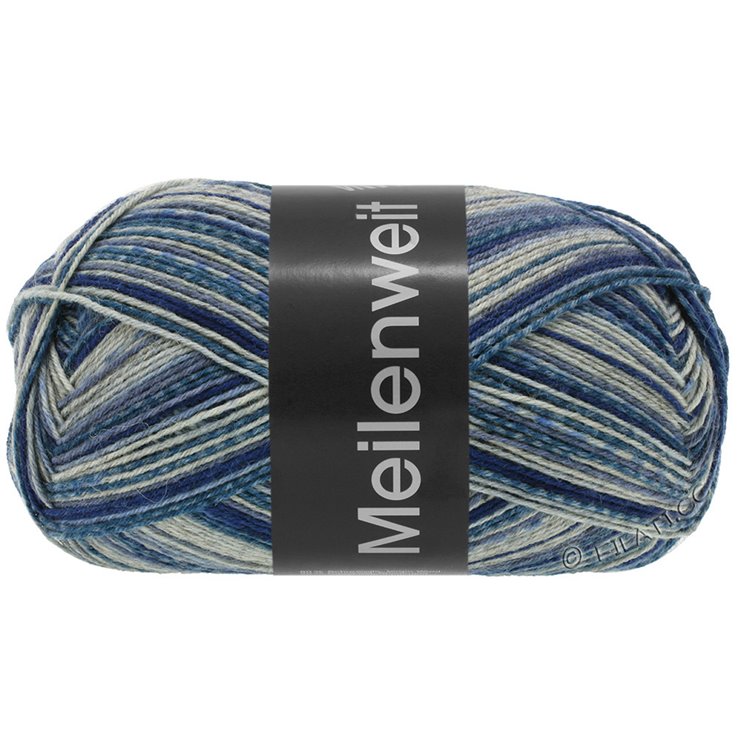 Lana Grossa MEILENWEIT 100g Blue Denim Mix | 4606-silvergrå/ljus grå/mörk grå/gråblå/nattblå/jeans