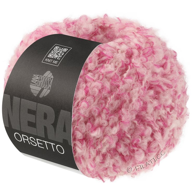 Lana Grossa ORSETTO Moulinè (Nera) | 101-pink/råvit