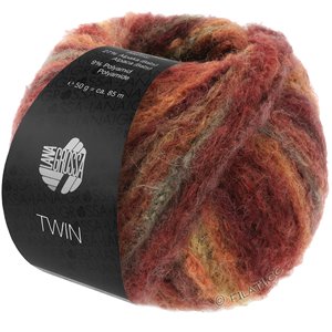 Lana Grossa TWIN 50g | 210-mörk röd/terrakotta/tegelröd/grågrön/kamel