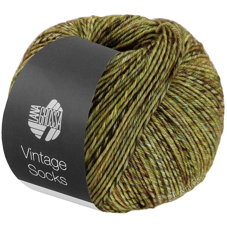 Lana Grossa Vintage Socks | 1002-majgrön melerad/äppelgrön melerad/mörk grön melerad