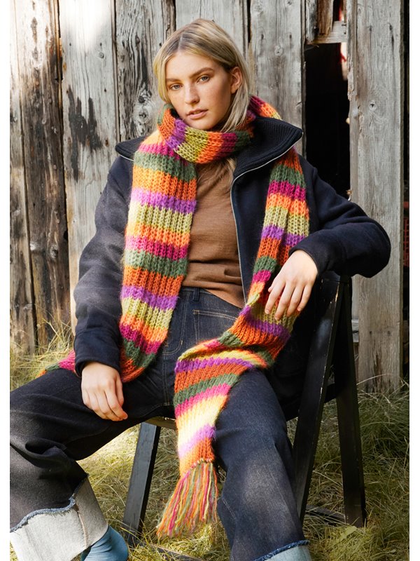 Lana Grossa LÅNG RANDIG SJAL Brigitte No. 2 & Brigitte No. 3 - Stickmönster (SE)