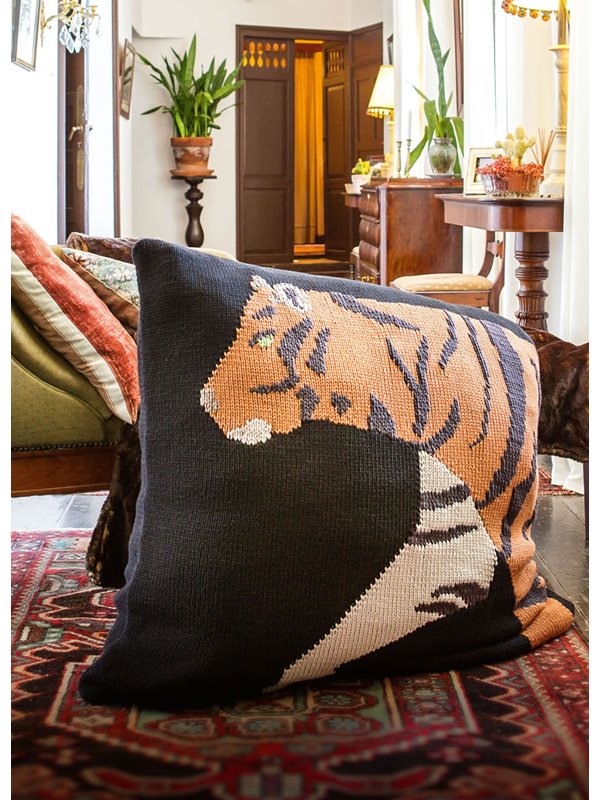 Lana Grossa KISSENHÜLLE MIT EINGESTRICKTEM TIGERMOTIV Cashsilk/Organico - German Edition