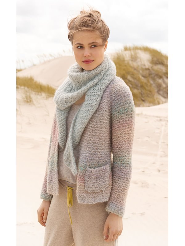 Lana Grossa TREKANTSSJAL I HALVPATENT Silkhair - Stickbeskrivning (DK)