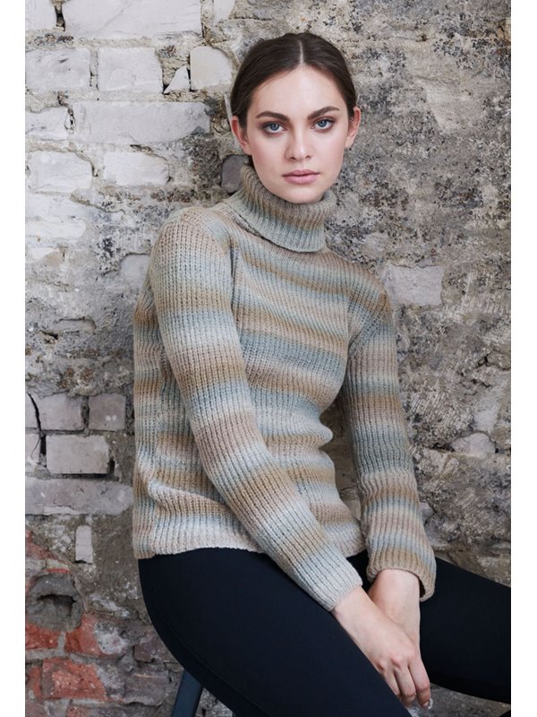 Lana Grossa SWEATER I HALVPATENT Cashmere 16 Fine Dégradé - Stickbeskrivning (DK)