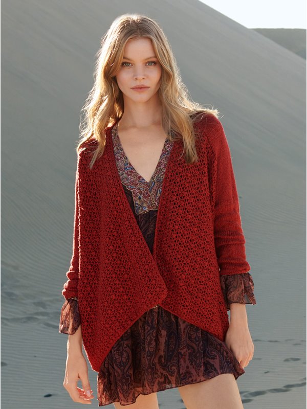 Lana Grossa VIRKAD JACKA MED STICKADE ÄRMAR Linarte - Virkbeskrivning (SE)