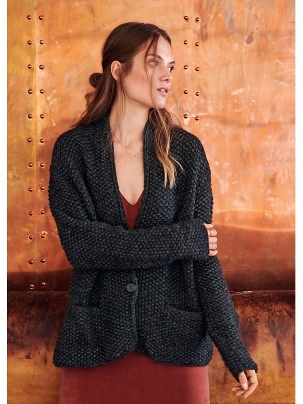 Lana Grossa MOSS-STICKAD JACKA MED FICKOR Lala Berlin Lovely Cotton- Stickmönster (SE)