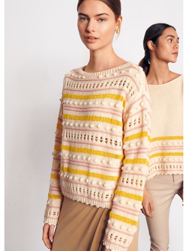 Lana Grossa PULLOVER I MÖNSTERMIX Ecopuno - Stickmönster (DK)