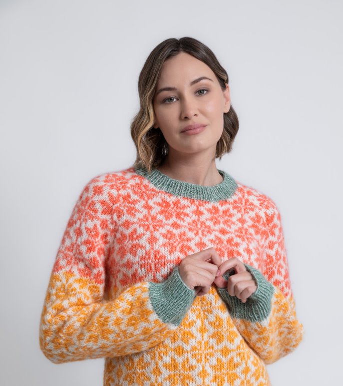 Lana Grossa PULLOVER MED MÖNSTER Natural Alpaca Pelo