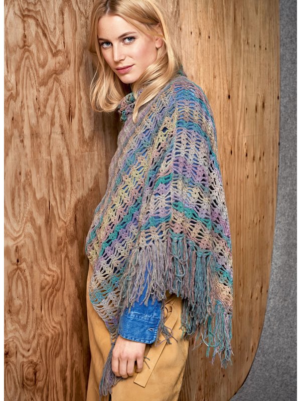 Lana Grossa HÄKELPONCHO MIT FRANSEN Cashmere 16 Fine Degradé - German Edition