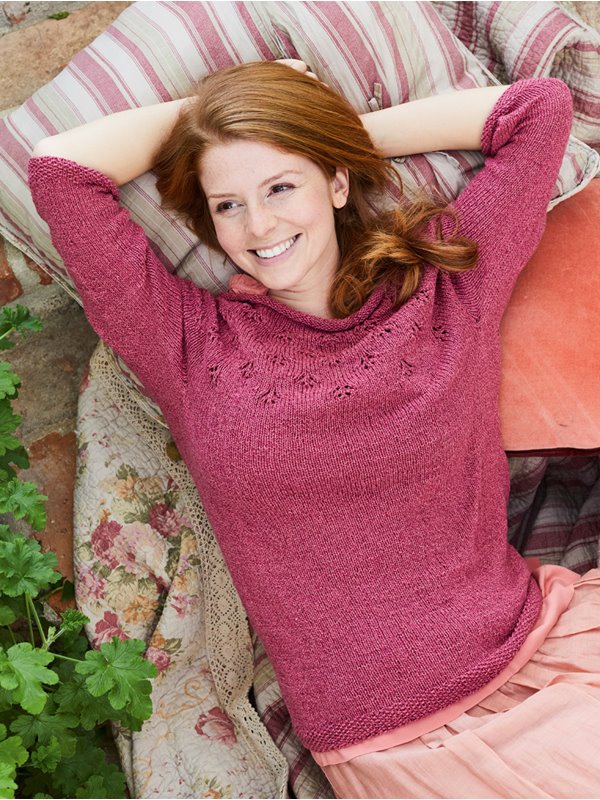 Lana Grossa PULLOVER MED RUNT OK Landlust Sommerseide - Stickmönster (SE)