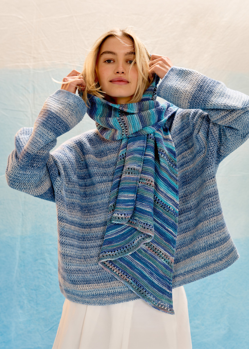 ASYMMETRISK TREKANTSSJAL Gomitolo Alga från Lana Grossa