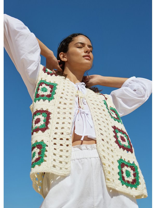 Lana Grossa VIRKAD VÄST Soft Cotton - Virkmönster (DK)