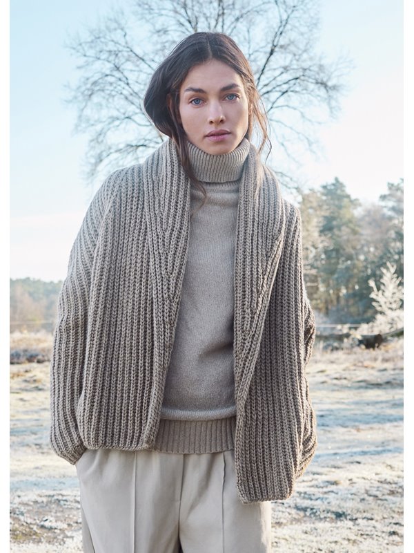Lana Grossa CARDIGAN MED SJALKRAGE Merino Big - Stickmönster (NO)