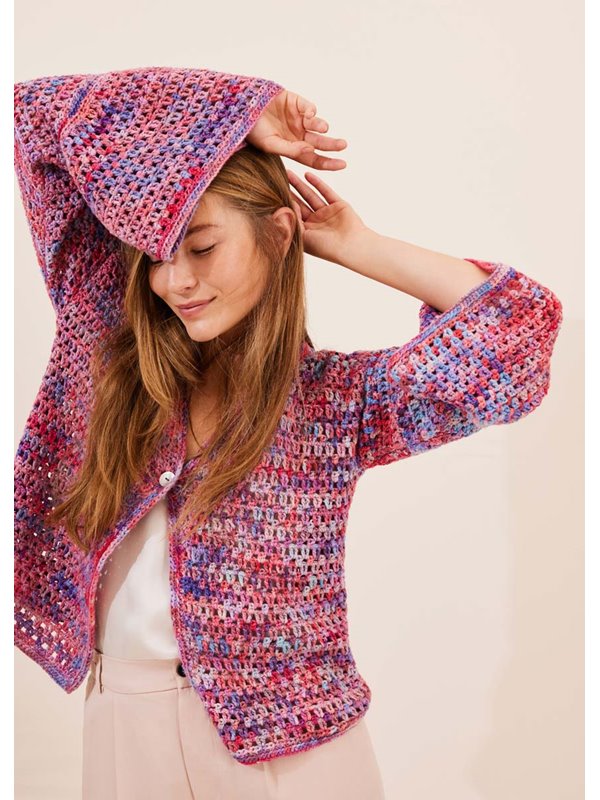 Lana Grossa VIRKAD JACKA Cotonella Multi - Virkmönster (DK)