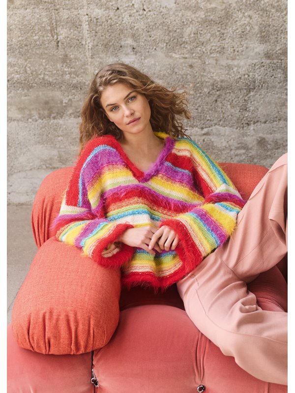 Lana Grossa V-PULLOVER MED RÄNDER Basta, Bottoni & Summer Softness