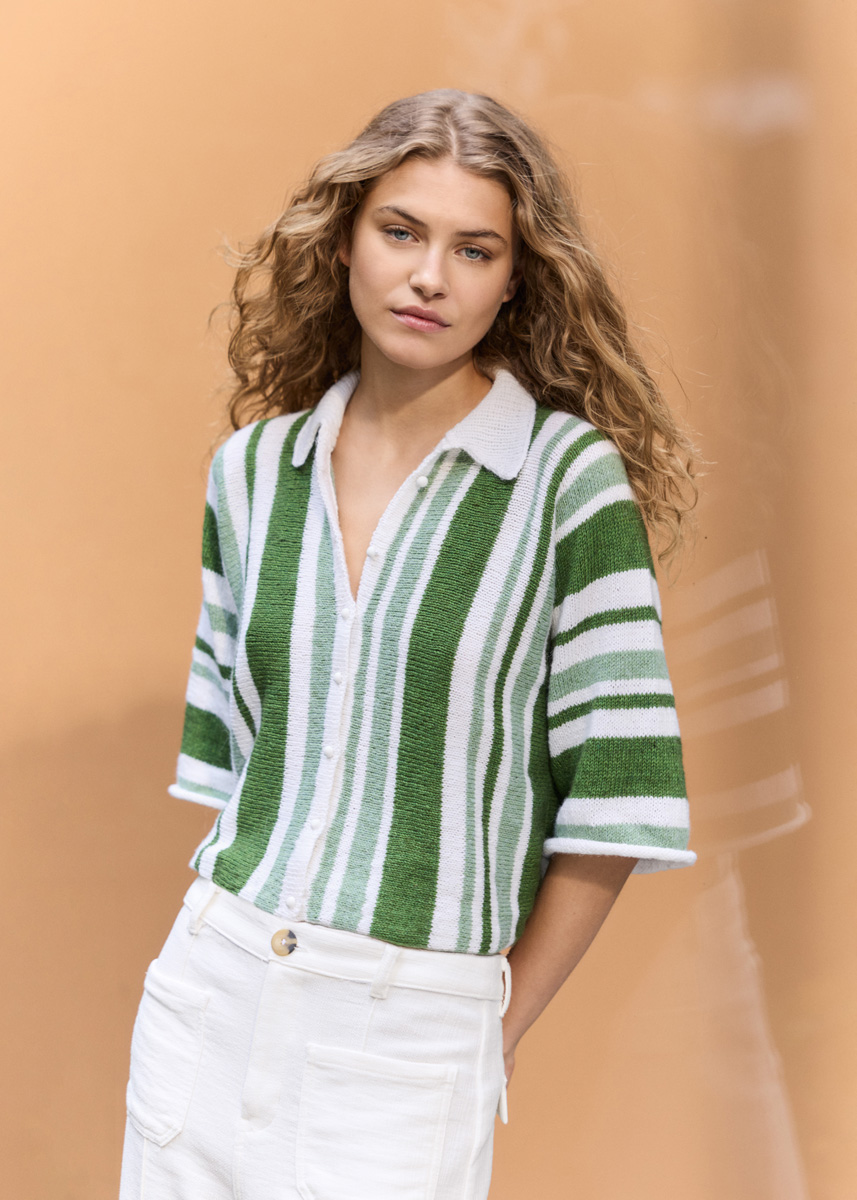 Lana Grossa POLOJACKA MED RÄNDER Ecopuno