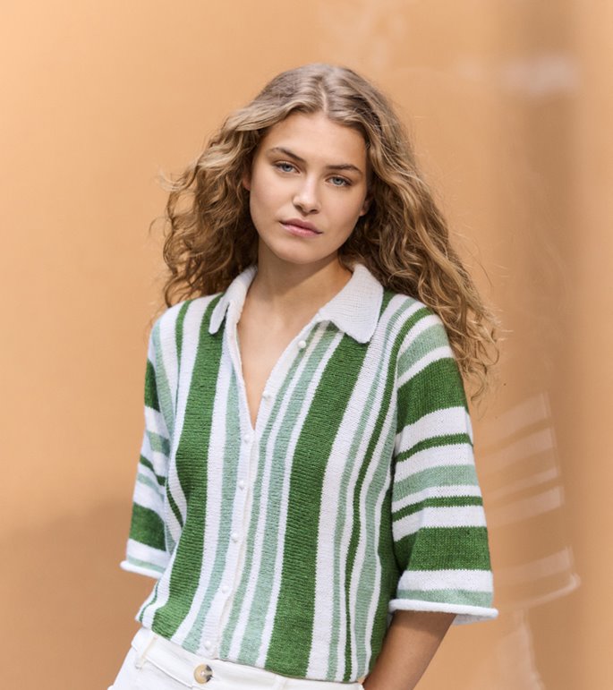 Lana Grossa POLOJACKA MED RÄNDER Ecopuno