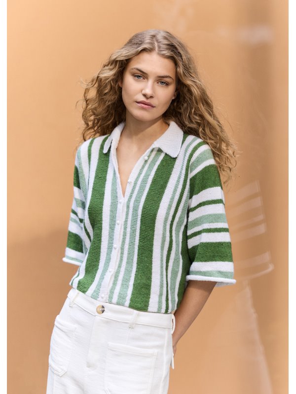 Lana Grossa POLOJACKA MED RÄNDER Ecopuno