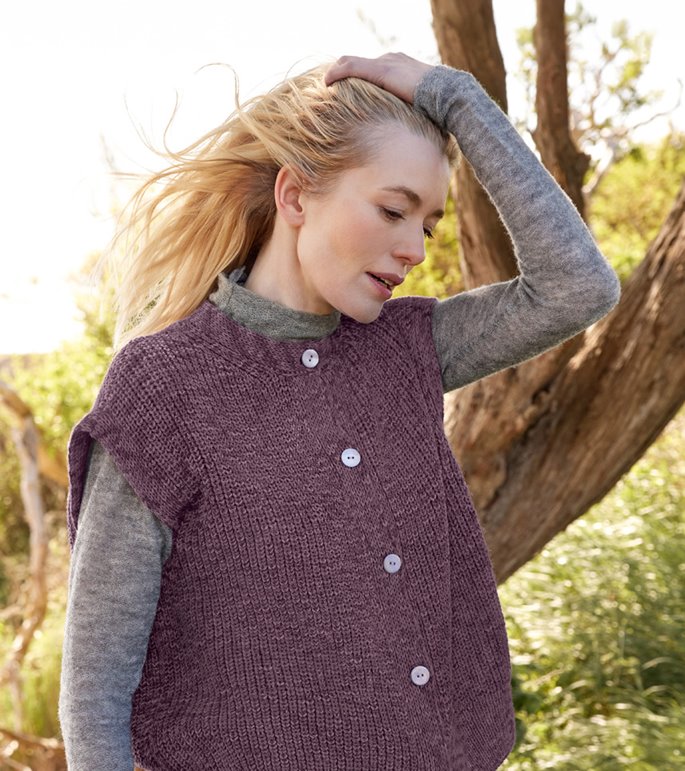 Lana Grossa VÄST I HALVPATENT Cool Wool Vintage