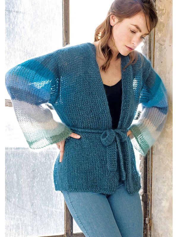 Lana Grossa KIMONOJACKE MIT GESTREIFTEN ÄRMELN Silkhair - German Edition