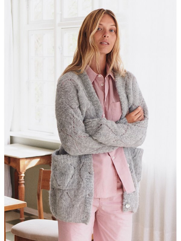 Lana Grossa TOP-DOWN CARDIGAN Natural Alpaca Lungo - Stickmönster (DK)