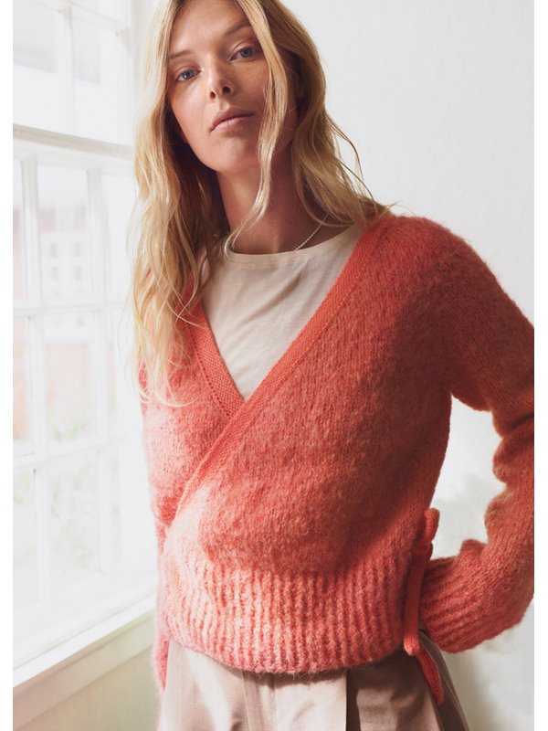 Lana Grossa TOP-DOWN OMLOTT-CARDIGAN Natural Alpaca Lungo & Ecopuno - Stickmönster (DK)