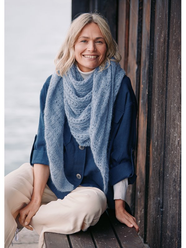 Lana Grossa TREKANTSSJAL Cool Wool Lace & Silkhair - Stickmönster (SE)